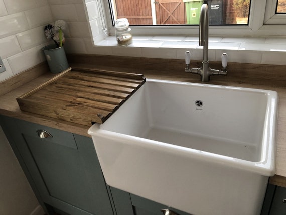 Raised Solid Pine Wooden Draining Board for a Belfast butler Sink