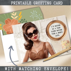 Carte d'encouragement amusante pour elle | Carte d'encouragement | Cartes sarcastiques | Femmes de plus de 40 ans | Carte drôle pour soeur | carte pour maman | Millésime imprimable