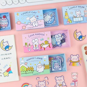 Cute Cat, Bear, Lamb, Rabbit Stickers l Kawaii Rabbit l Kawaii Bear| Kawaii Cat| Kawaii Lamb | Cute Stationary | Korean Stickers