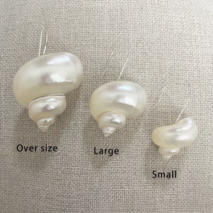 Natural Large white luminous conch earrings Handmade unique conch earrings Bohemia Shell Earrings for Women Gift for her image 5