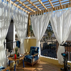 Cortinas transparentes de un solo Panel para exteriores, decoración  impermeable para jardín, Patio, porche, cortina de gasa Exterior, tapa de  ojal