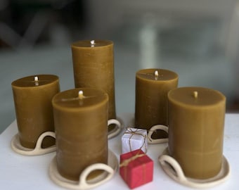 Candele a colonna in cera d'api in 3 misure - FATTE A MANO