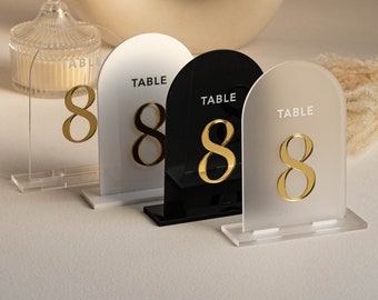 Black Acrylic Table Numbers - Wedding Table Decor - Gold Table Numbers - Table Signs - Table Numbers - Wedding Stationery - Reception Signs