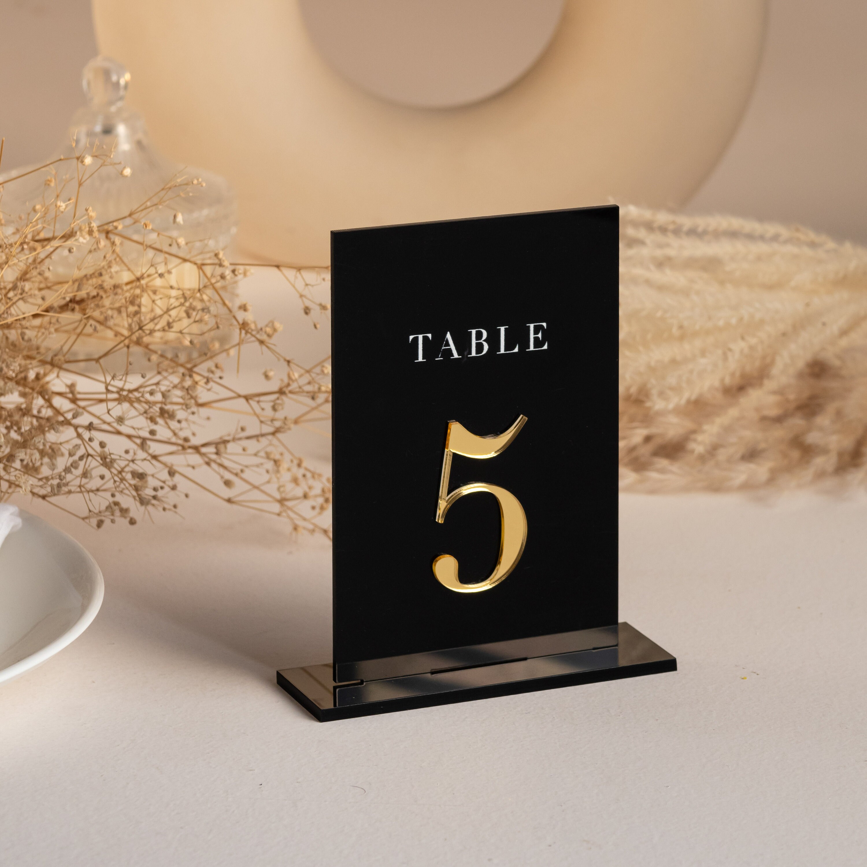 Black Acrylic Table Numbers Wedding Table Decor Gold Table Etsy