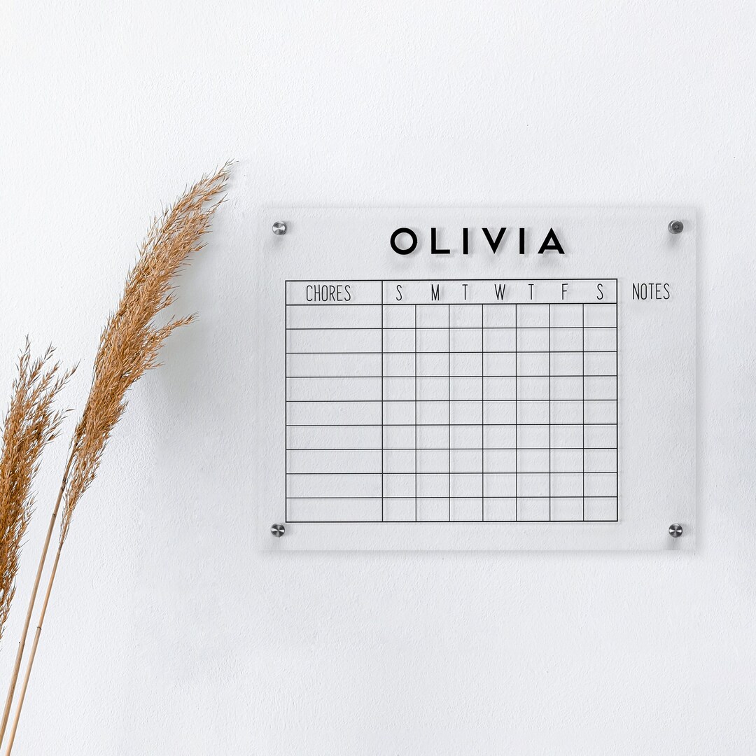 Personalized Chore Chart for Kids, Children Dry Erase Board Clear ...