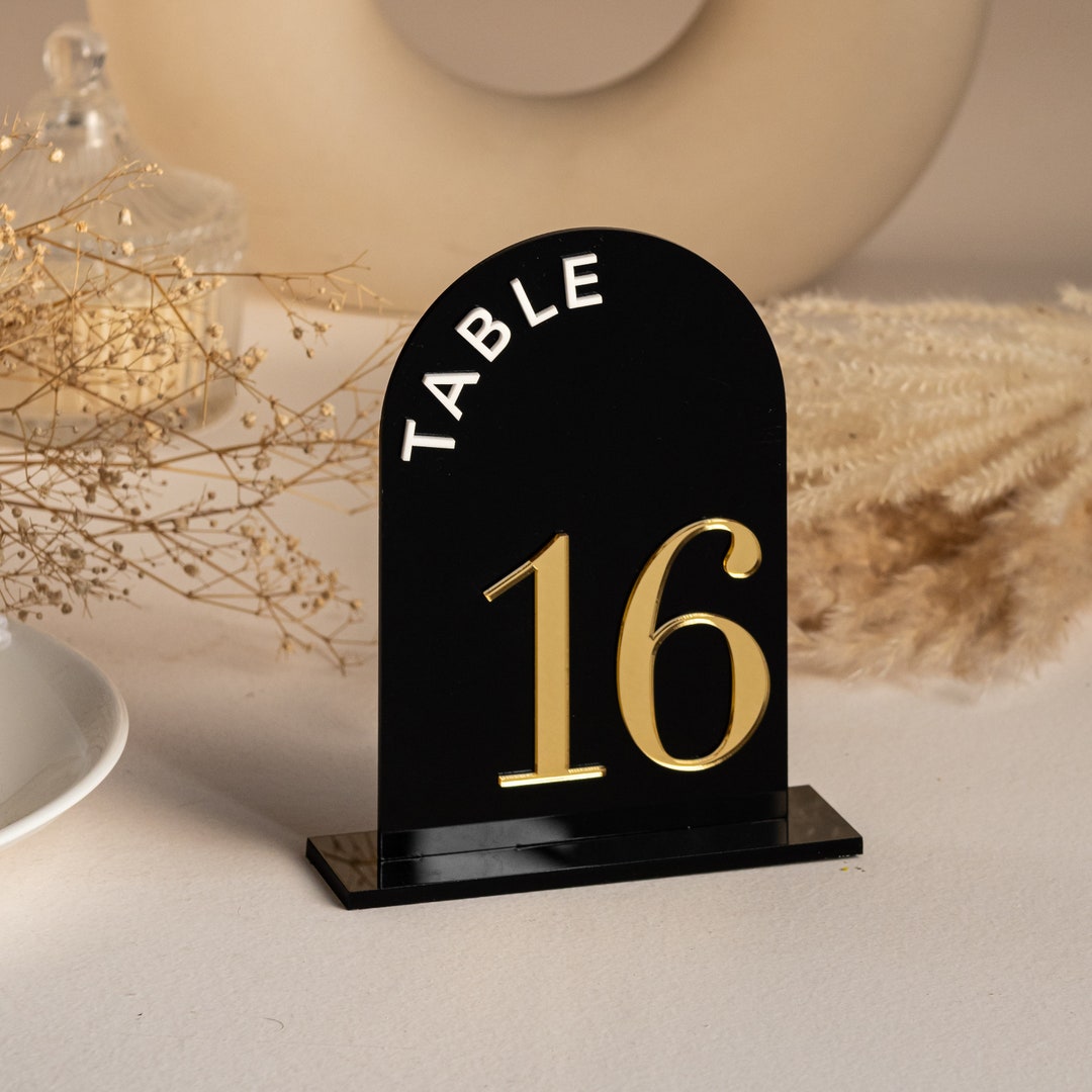 Black Acrylic Table Numbers Wedding Table Decor Arch Table Etsy
