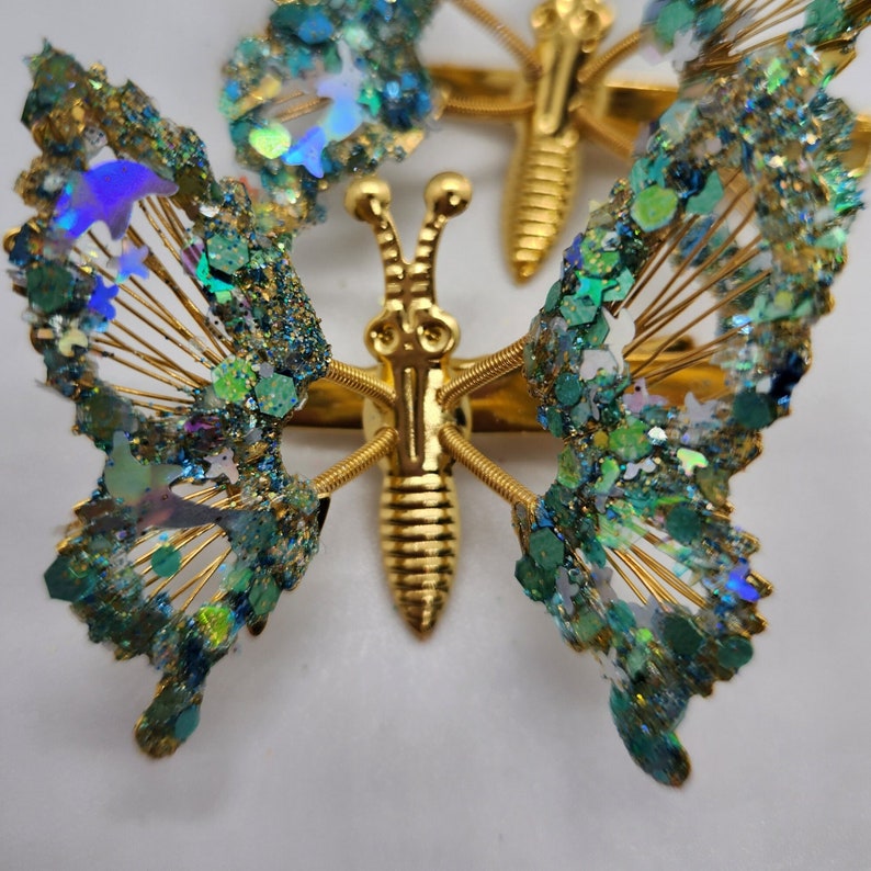 Blue Pairs of Glitter Butterfly Moving Hair Clips Etsy