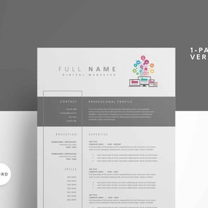 Digital Marketer Resume Template + Cover Letter & References Page