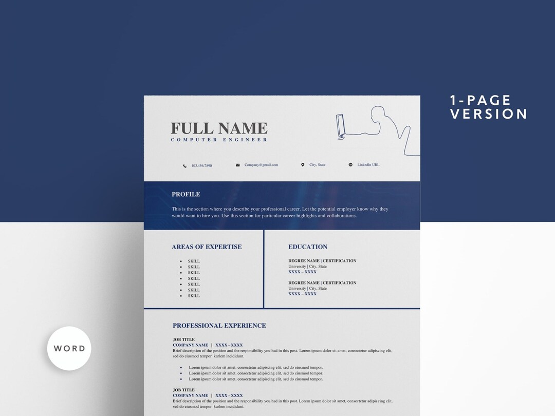 Computer Engineer Resume Template - Etsy