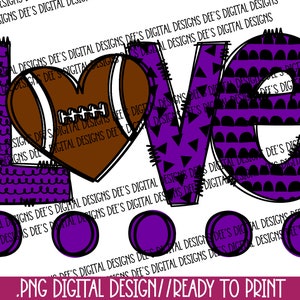 Love, football,purple, PNG digital file