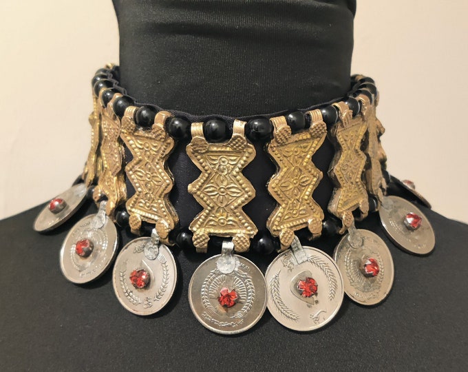Vintage Afghan Coin Choker, Afghani Coin Choker, Kuchi Choker, Boho
