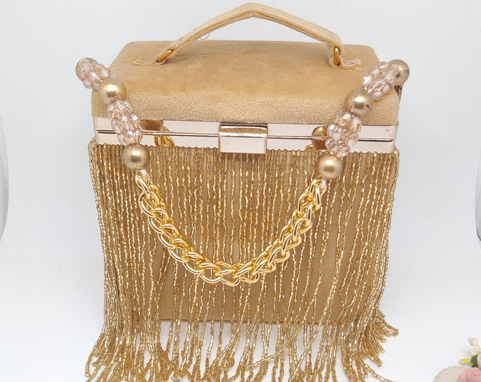 Golden Box Clutch Golden Clutch Purse Square Box Clutch Etsy