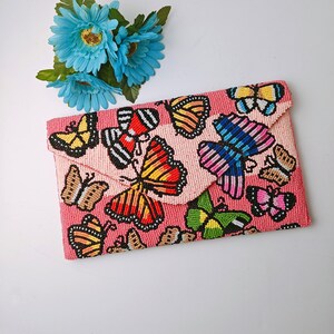 Vipsk Colorful Painting Butterfly yellow Women PU Clutch Wallet Cell Phone  Zipper Around Long Purse gules black lining mom gift Ideas