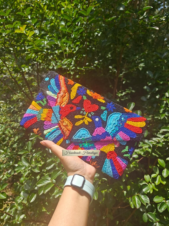 Otomi Beaded Clutch: Mexican Embroidered Crossbody Bag
