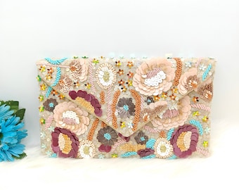 Flower Beaded Purse, Beaded Clutch Purse, Beaded Bag, Party Purse, Beaded Purse, Flower Beaded Bag, Beaded Party Bag, Beaded Evening Bag