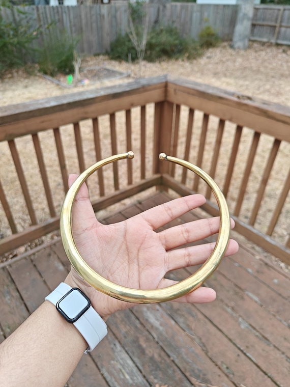 Handmade Golden Brass Choker: Tribal Ethnic Necklace