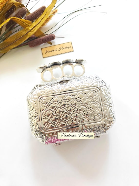 Silver Brass Knuckle Clutch | Indian Wedding Metal Purse