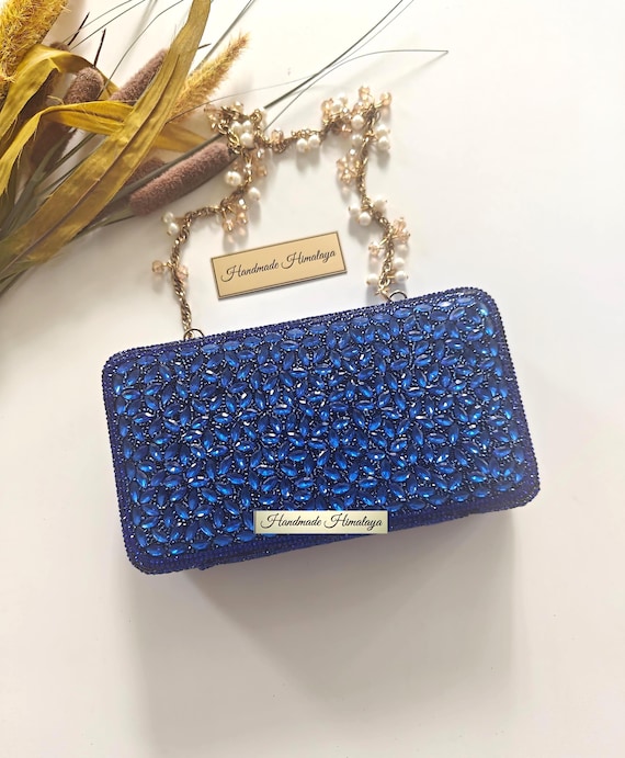 Royal Blue Evening Bag | Bridal Wedding Crystal Purse