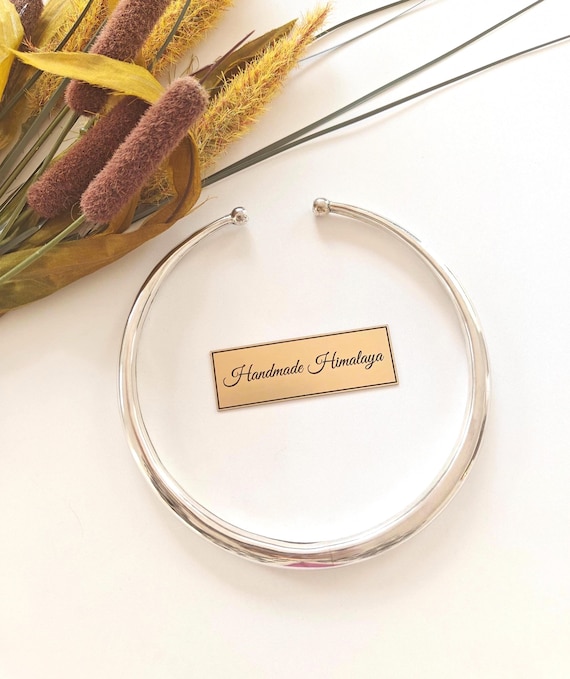 Silver Tone Brass Open Choker Ethnic Tribal Collar Necklace