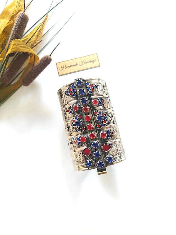 Vintage Afghan Cuff Bracelet | Tribal Bridal Statement Bangle | Kuchi Artisan Jewelry