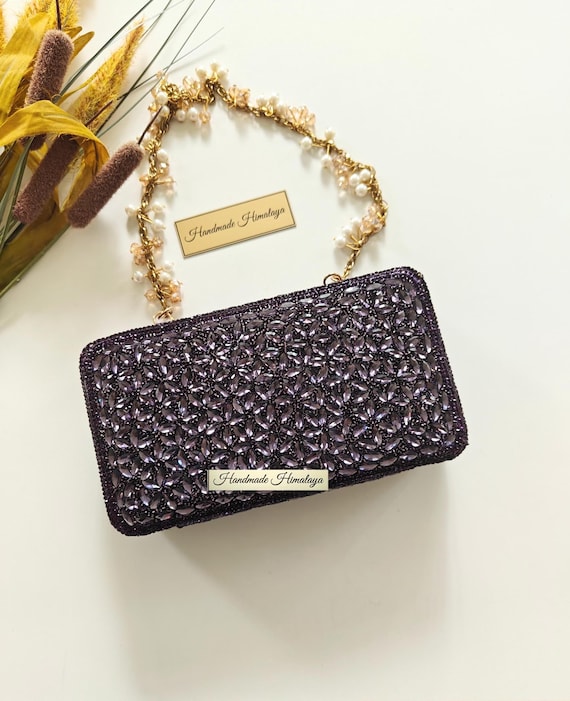 Purple Crystal Clutch | Amethyst Bridal Wedding Evening Purse