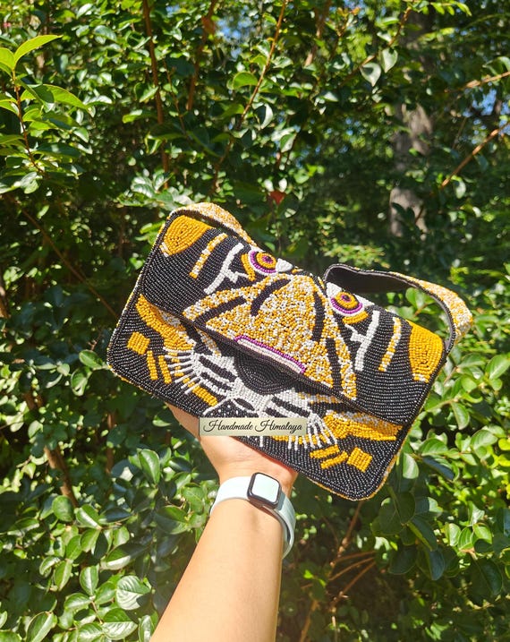 Bengal Tiger Beaded Bag | Game Day Tiger Statement Purse