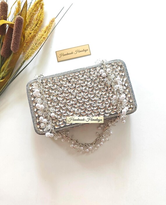 Silver Crystal Clutch | Bridal Wedding Evening Purse