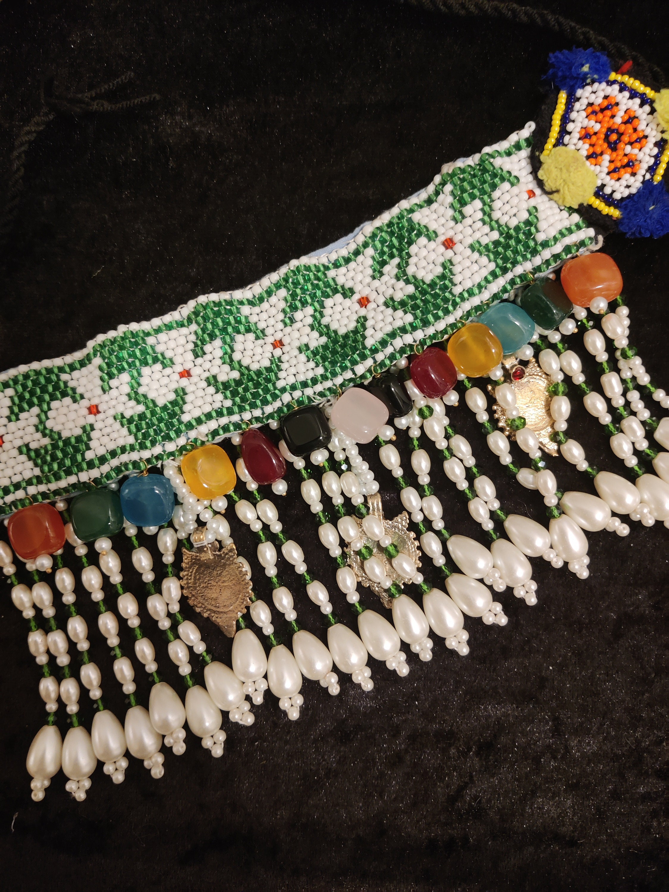 Vintage Afghan Beaded Choker White Beaded Choker Afghani Etsy