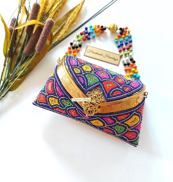 Beaded Brass Purse | Indian Wedding Mini Box Clutch