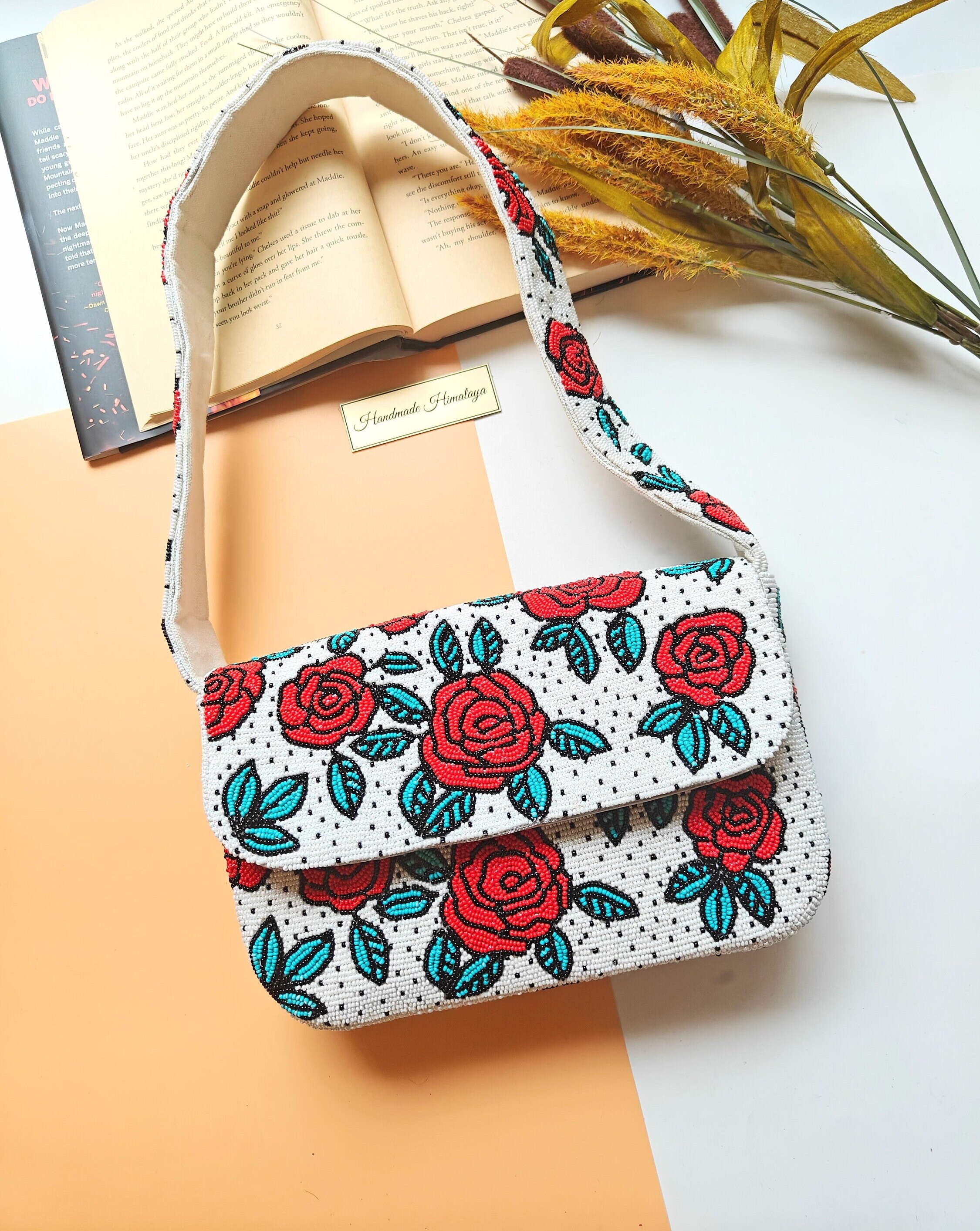 Rose gold beaded bag deals