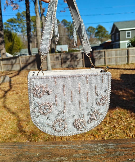 Gray Bag, Beaded Purse, Floral Embroidery Evening Bag, Wedding Purse, Luxury Bridesmaid Gift, Suede Handbags, Flower Beaded Bag, Summer Bags