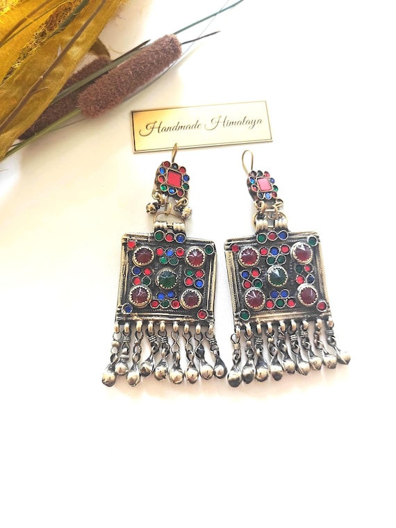 Vintage Afghan Tribal Earrings | Kuchi Statement Jewelry