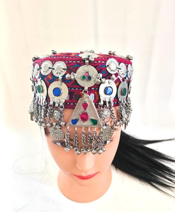 Embroidered Afghan Halima Sultan Cap | Traditional Belly Dance Hat