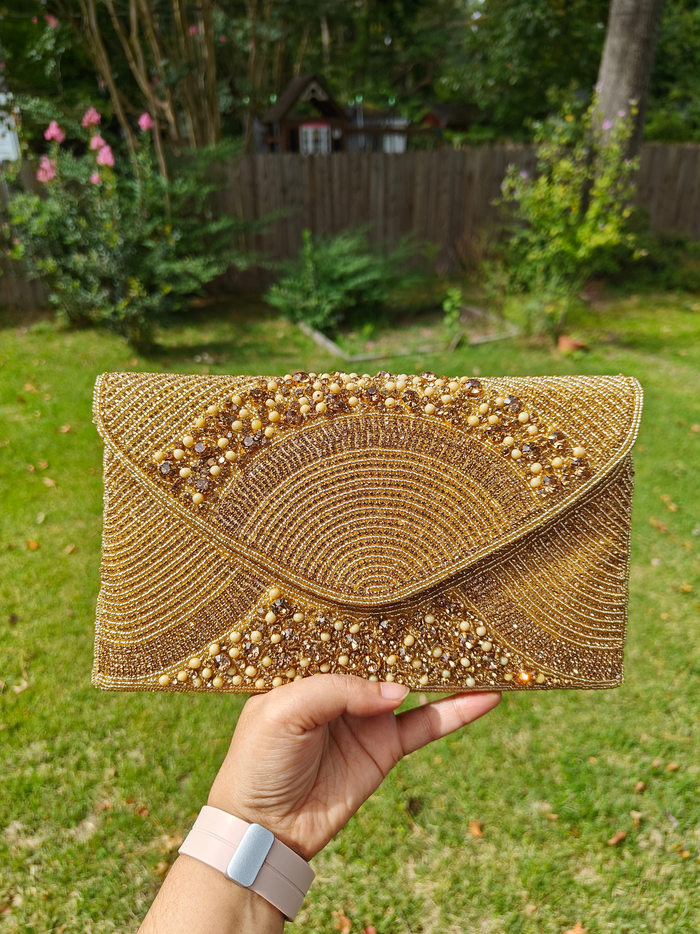 Embellished clutch purse on sale