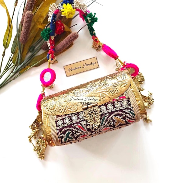 Vintage Gold Brass Bag | Kuchi Bohemian Metal Evening Clutch | Afghan Kuchi Purse