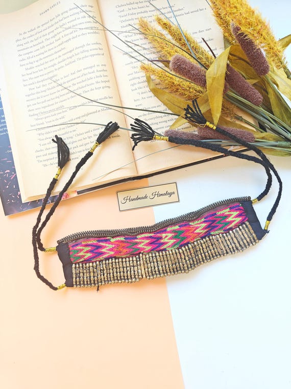 Vintage Kuchi Choker Afghan Jewelry Boho Ethnic Tribal Antique Fashion Fabric Necklace