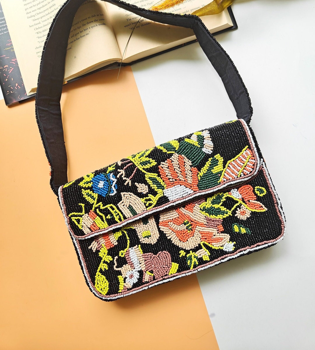 Floral Beadwork Six Bands Chest Bag
