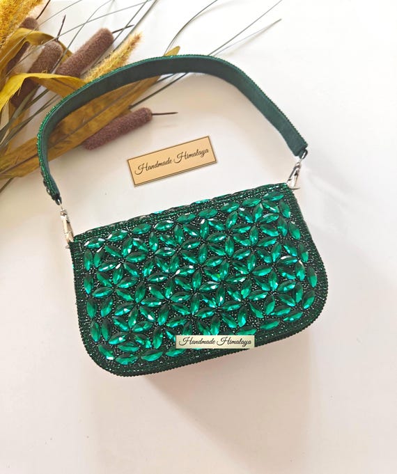Emerald Green Crystal Mini Purse | Bridal Wedding Evening Bag