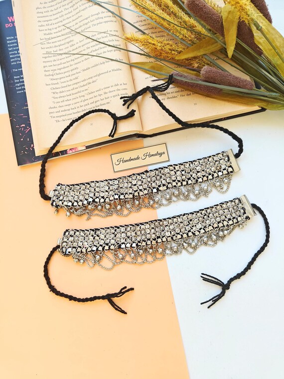 Vintage Tribal Anklets, Silver Afghan Ghungroo Payal Foot Jewelry Kuchi Ankle Cuffs