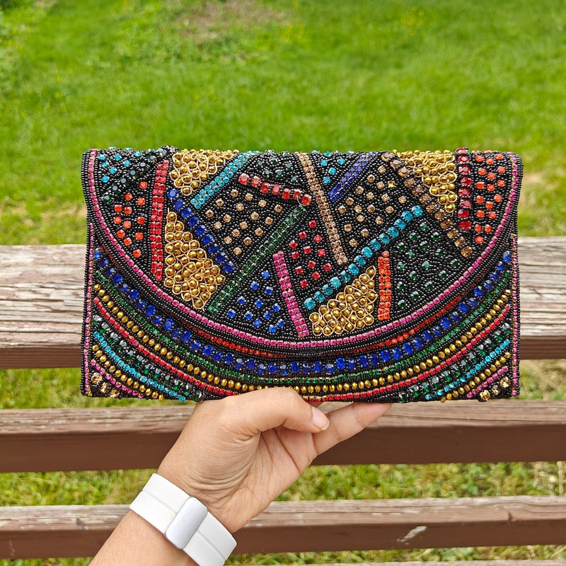 Himalayan Handmade Tibetan Vintage Mosaic Inlay Boho Clutch Evening Bag