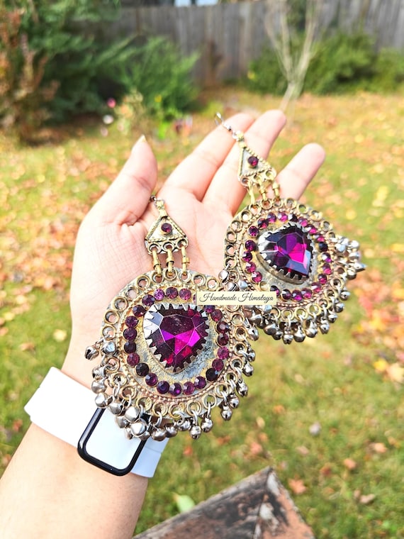 Purple Vintage Afghan Kuchi Earrings