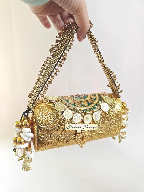 Vintage Gold Brass Bag | Indian Bridal Wedding Metal Purse