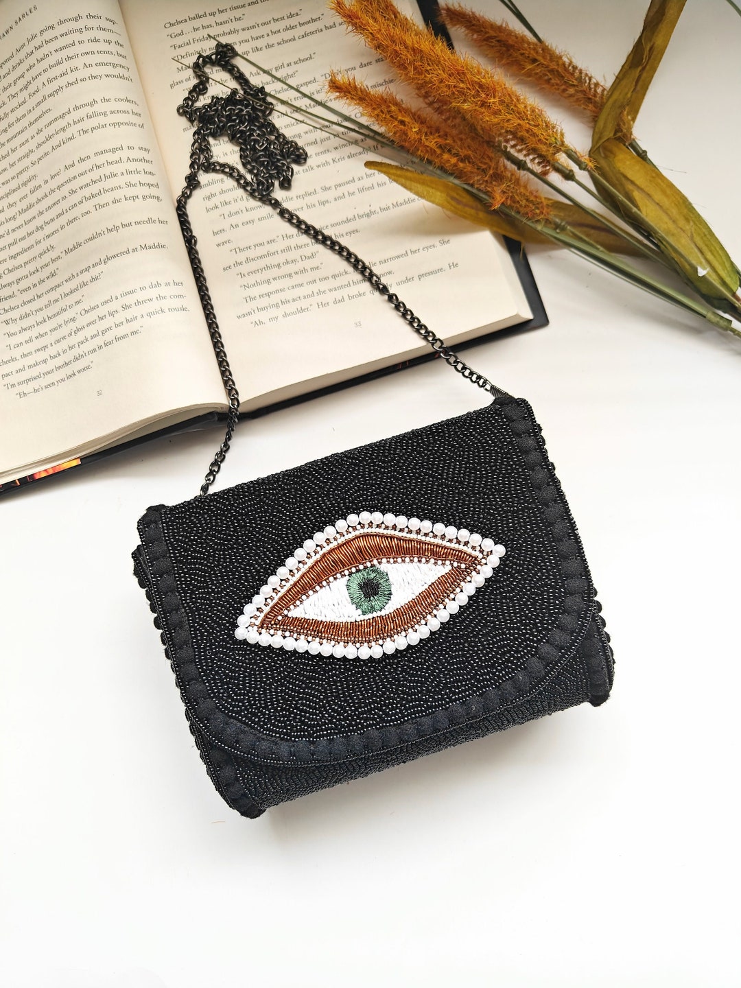 Evil Eye Beaded Coin Purse main image 0
