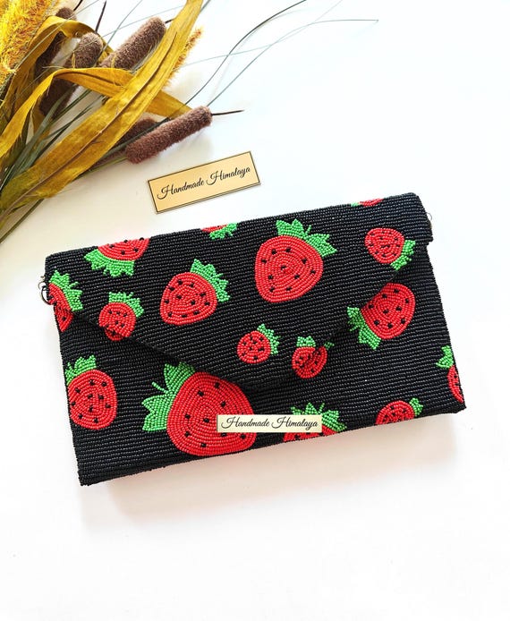 Strawberry Beaded Clutch | Fruit Summer Statement Purse