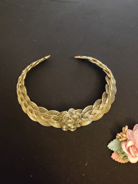 Gold Brass Choker, Twisted Metal Choker, Statement Necklace, Gypsy Jewelry, Hasli Necklace, Indian Jewelry, Nepali Torc, African Collar