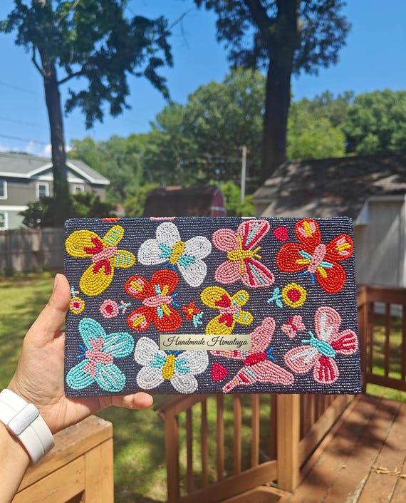 Butterfly Clutch: Beaded Evening Bag Envelope Crossbody