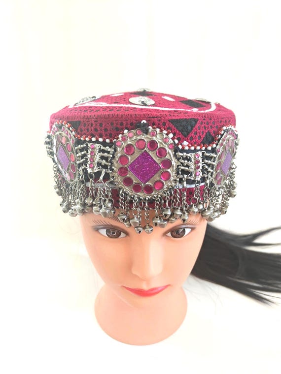 Embroidered Afghan Mathapati Cap | Halima Sultan Style Jewel Embellished Hat