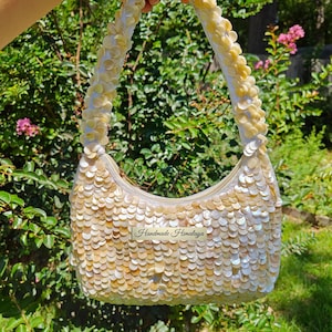 Mother of Pearl Evening Bag: Velvet Clutch, Coastal Wedding Purse