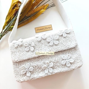 White Bridal Purse | Floral Beaded Wedding Handbag - Etsy