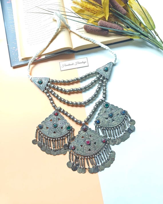 Vintage Kashmiri Tribal Afghan Necklace Ethnic Pendant Jewelry